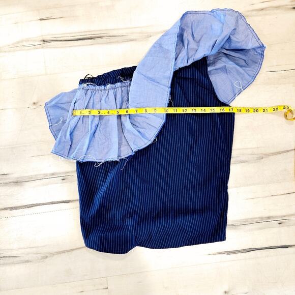 Kate Mchale Jensen KMJ One Shoulder Ruffle Top With Button Detail - Picture 3 of 5